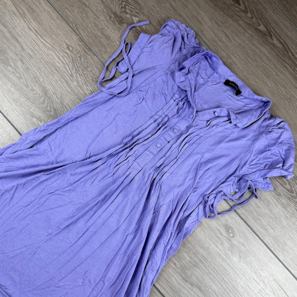 Sinequanone Women Blouse Pintuck Pleated Short Sleeve Purple Small